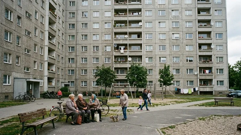 De Sozialer Wohnungsbau Block Mieter Eingang Deutschland