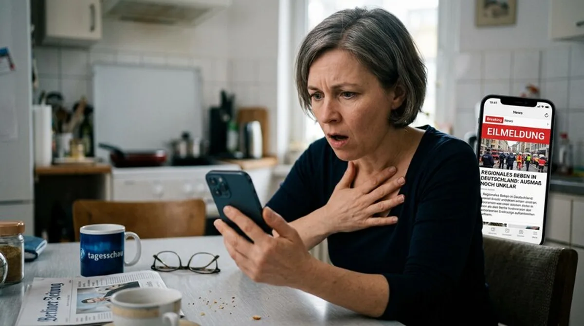 Frau Smartphone Kitchen Ueberrascht Schockiert Online Shopping Nachricht