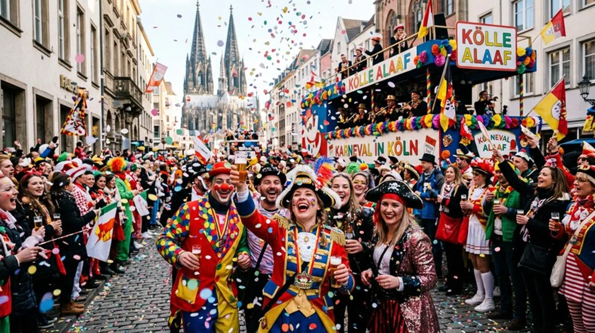 Karneval Kostuem Konfetti Koeln Strassenumzug Bunt