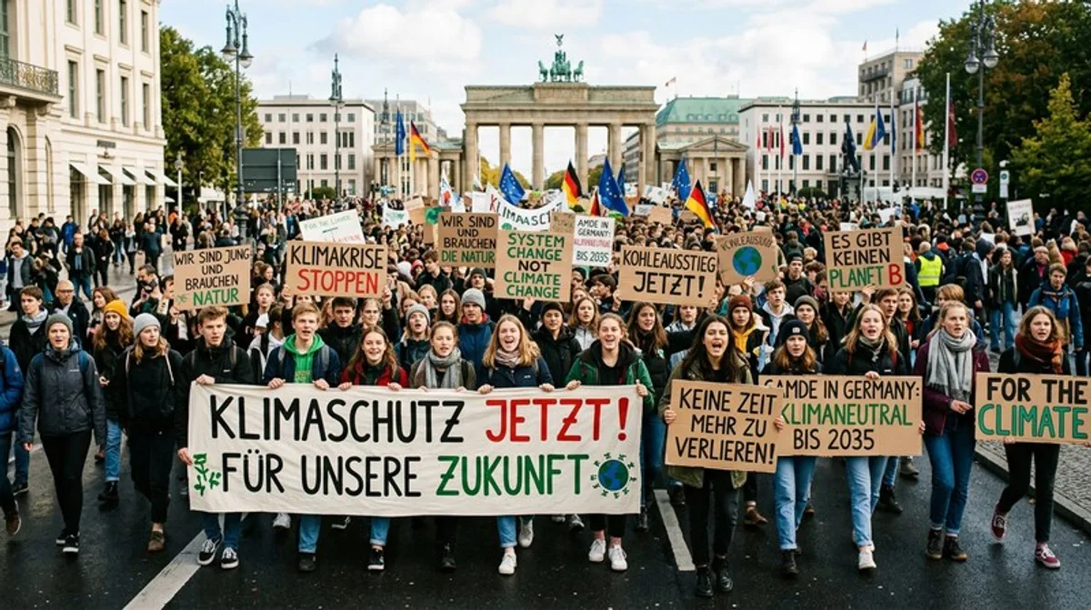 Klimaprotest Aktivisten Plakate Strasse Jung Klima