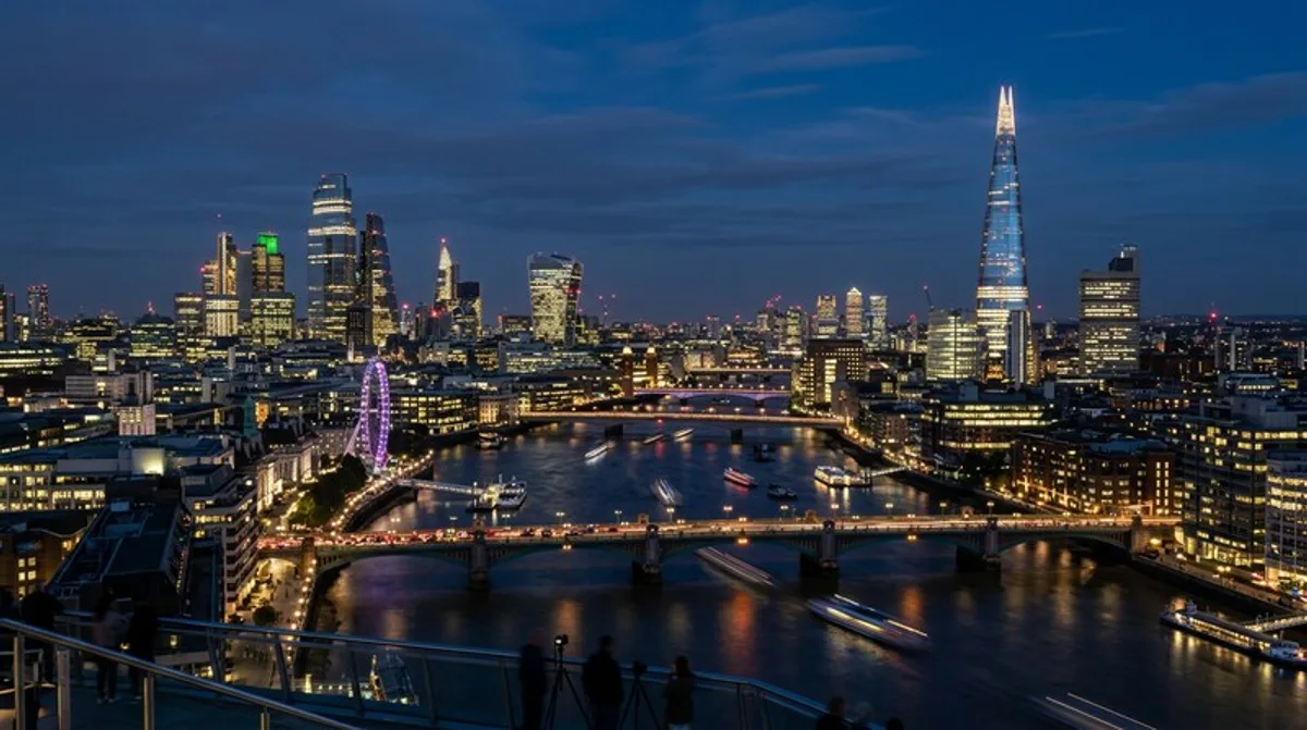 London Skyline Nacht Großbritannien Recht UK