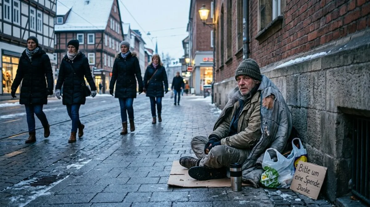 Obdachlosigkeit Armut Bettler Strasse Stadt Kontrast Einsamkeit Zennews24