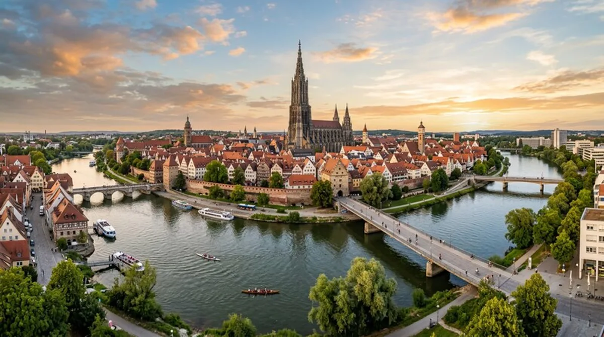 Reg Stadtansicht Ulm Skyline Donau Muenster Badenwuerttemberg Altstadt