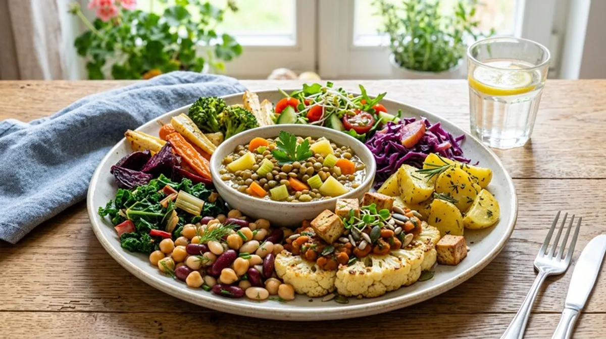 Fleisch Weniger Vegan Teller Gemuese