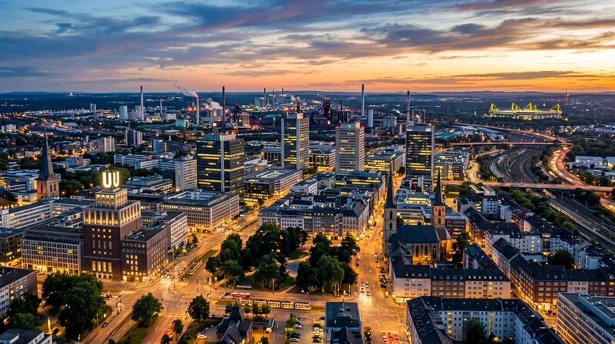 Dortmund Stadtpanorama Ruhrgebiet Innenstadt Industrie Skyline