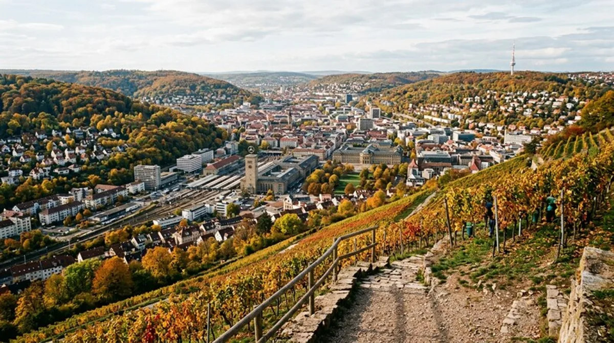 Stuttgart Talkessel Panorama Herbst Weinberge Stadtansicht