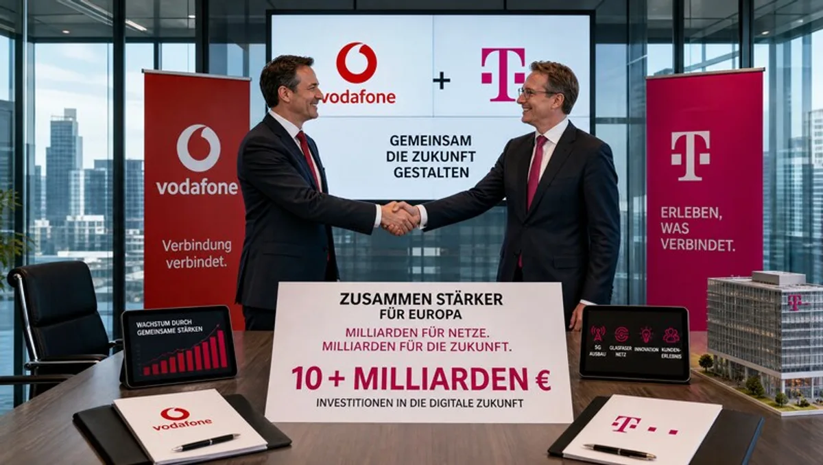 Vodafone Telekom Fusion Merger Partnerschaft Handshake Business